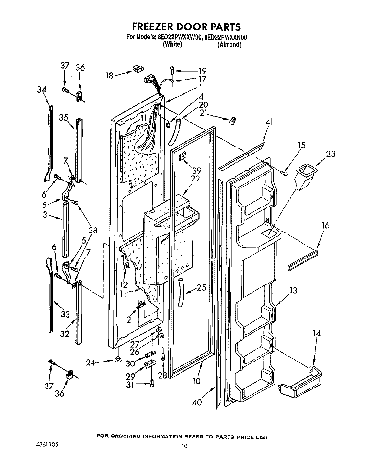 FREEZER DOOR Diagram and Parts List for 8ED22PWXXN00  Whirlpool Refrigerator