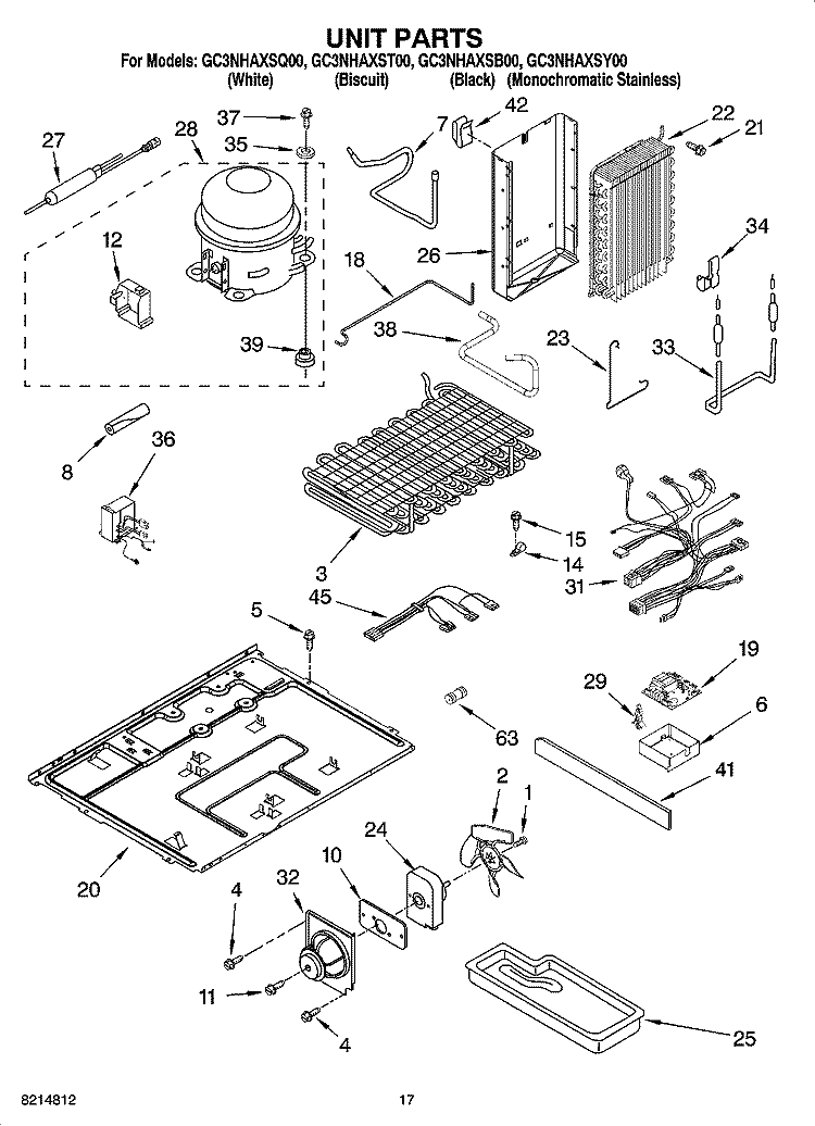 UNIT PARTS Diagram and Parts List for GC3NHAXST00  Whirlpool Refrigerator
