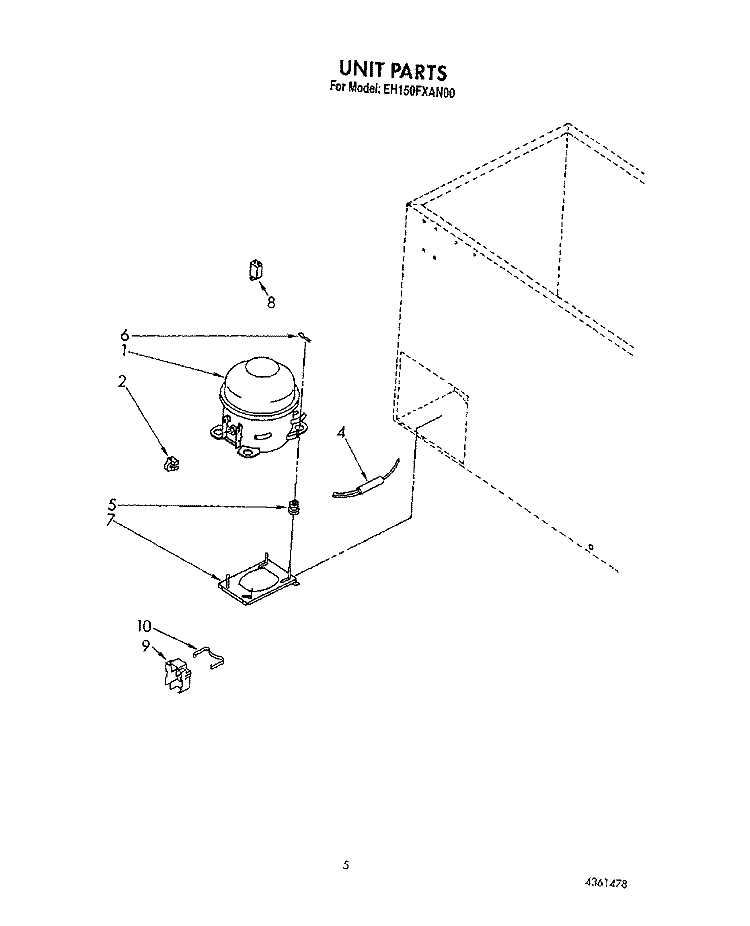 SECTION Diagram and Parts List for EH150FXAN00  Whirlpool Freezer