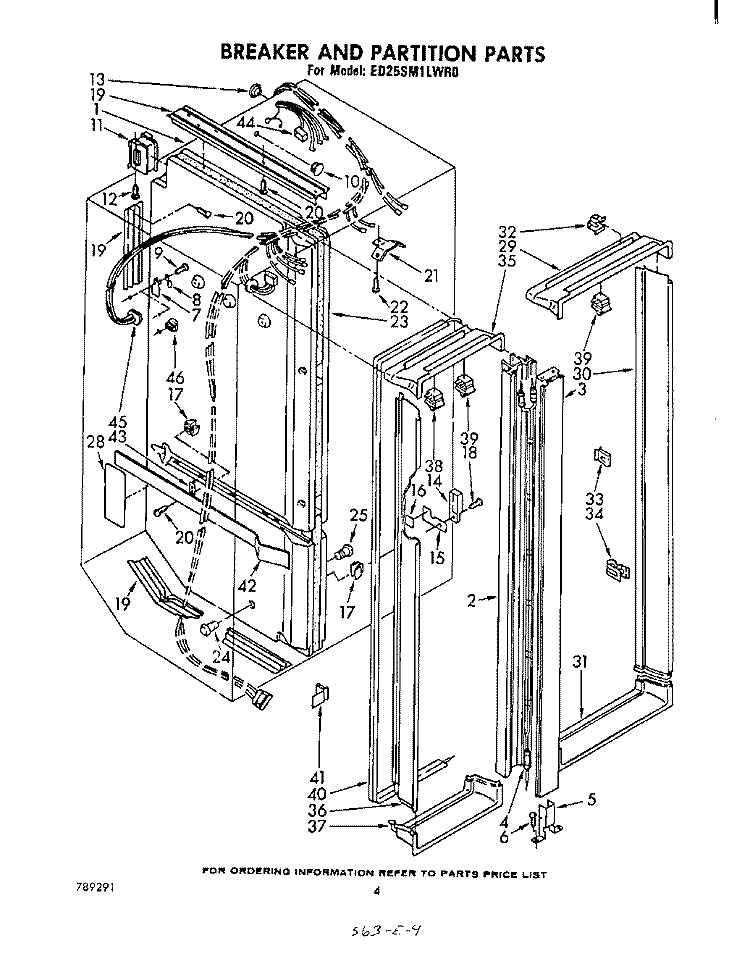 BREAKER AND PARTITION Diagram and Parts List for ED25SM1LWR0  Whirlpool Refrigerator