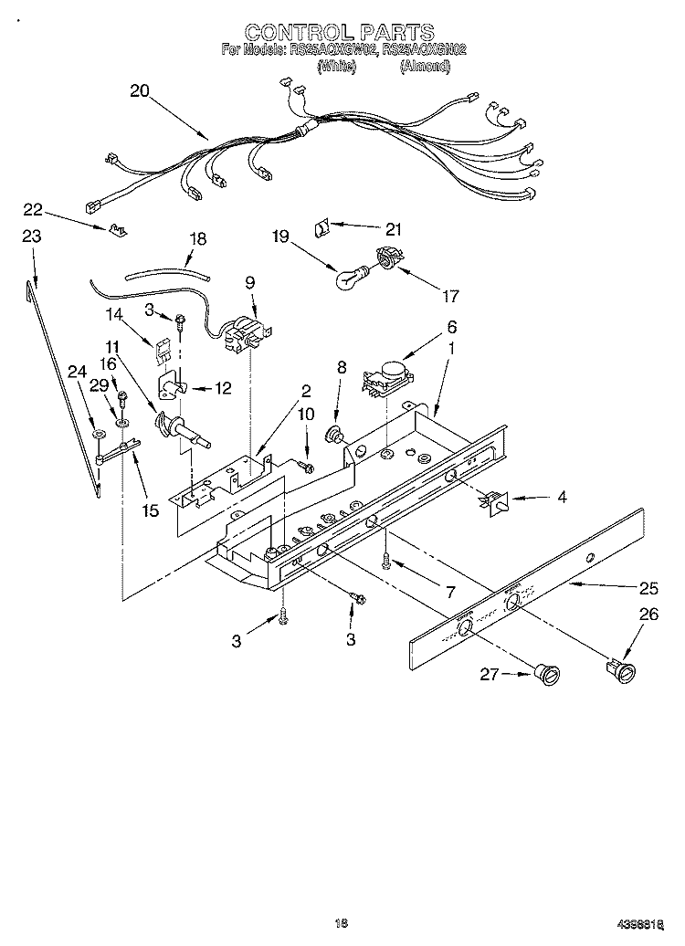 CONTROL Diagram and Parts List for RS25AQXGW02  Roper Refrigerator