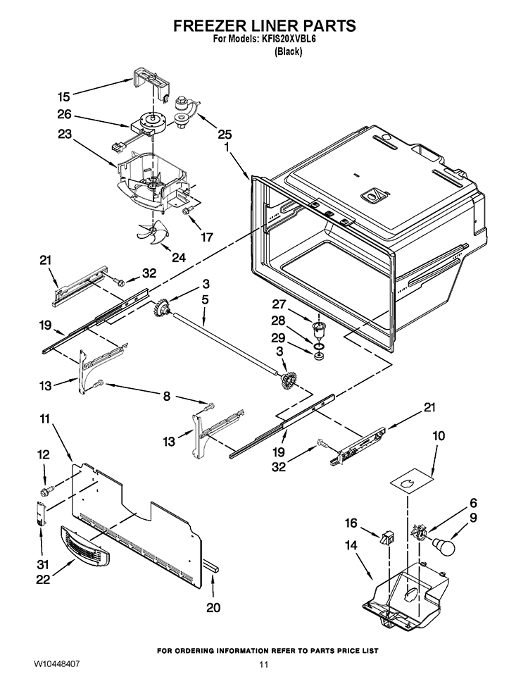 FREEZER LINER PARTS Diagram and Parts List for GI0FSAXVB05  Whirlpool Refrigerator