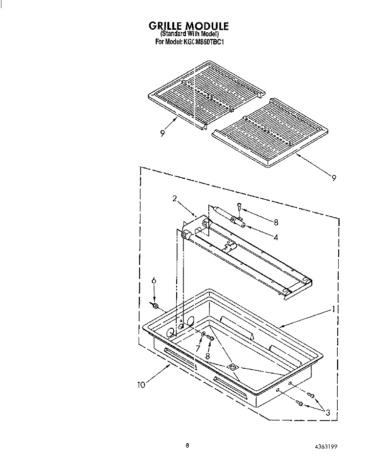 GRILLE MODULE Diagram and Parts List for KGCM860TBC1  KitchenAid Cooktop