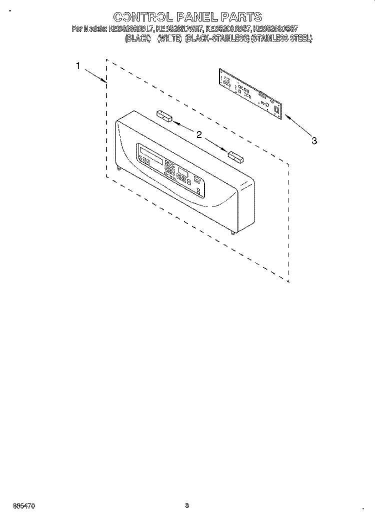 CONTROL PANEL, LITERATURE Diagram and Parts List for KEBS208DSS7  KitchenAid Wall Oven