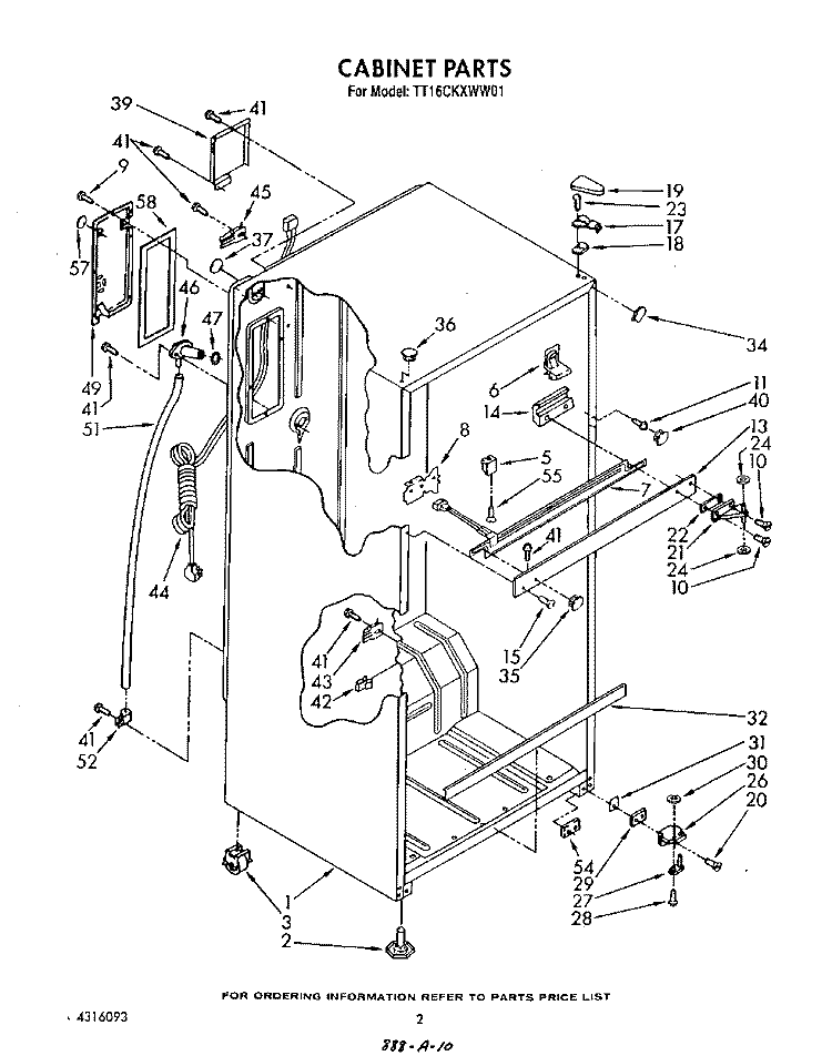 CABINET Diagram and Parts List for TT16CKXWW01  Whirlpool Refrigerator