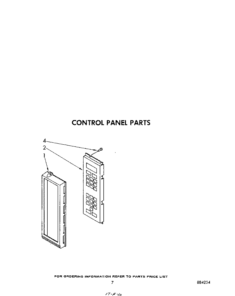 CONTROL PANEL Diagram and Parts List for KCMS135S1  KitchenAid Microwave