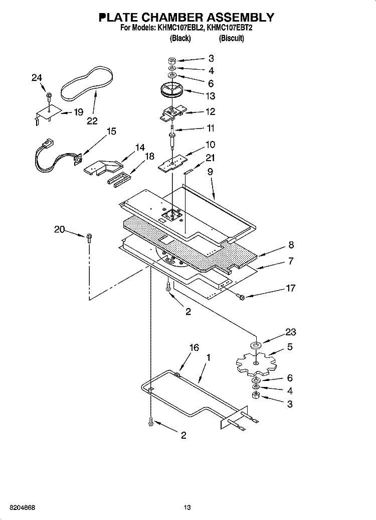 PLATE CHAMBER ASSEMBLY Diagram and Parts List for KHMC107EBT2  KitchenAid Microwave