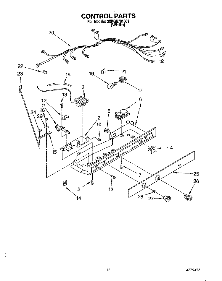 CONTROL Diagram and Parts List for 3XKGN701001  Whirlpool Refrigerator
