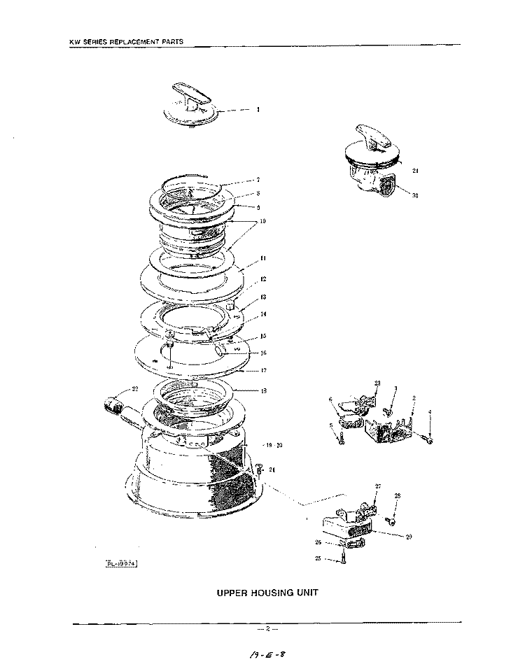 UPPER HOUSING Diagram and Parts List for 5KBDS200S  KitchenAid Food Waste Disposer