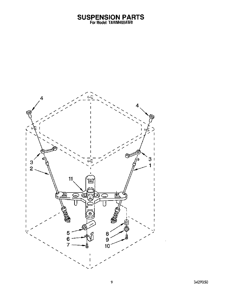 SUSPENSION Diagram and Parts List for TAWM400AW0  Estate Washer