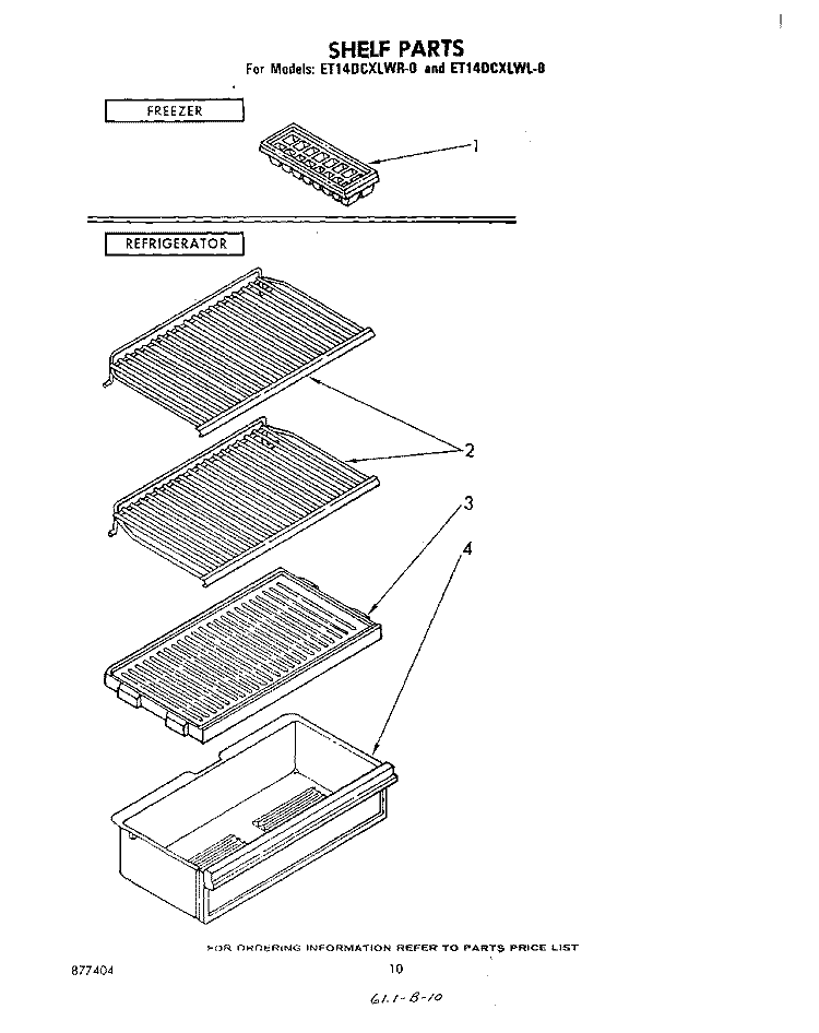 SHELF Diagram and Parts List for ET14DCXLWR0  Whirlpool Refrigerator