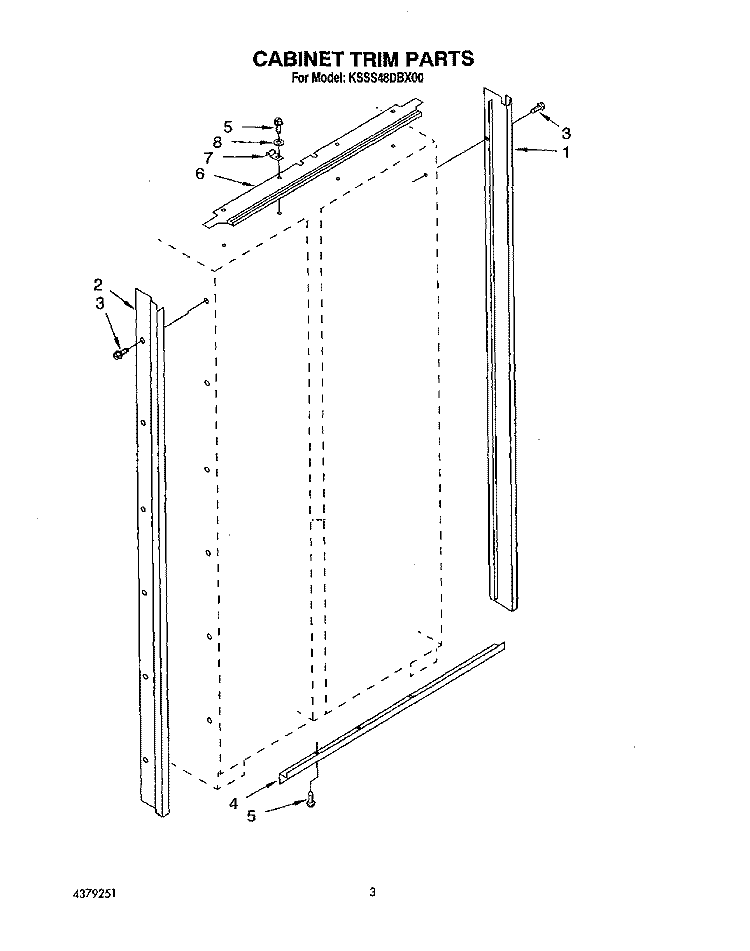 CABINET TRIM Diagram and Parts List for KSSS48DBX00  KitchenAid Refrigerator