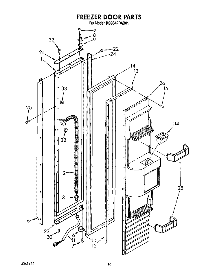 FREEZER DOOR Diagram and Parts List for KSSS42DAX01  KitchenAid Refrigerator