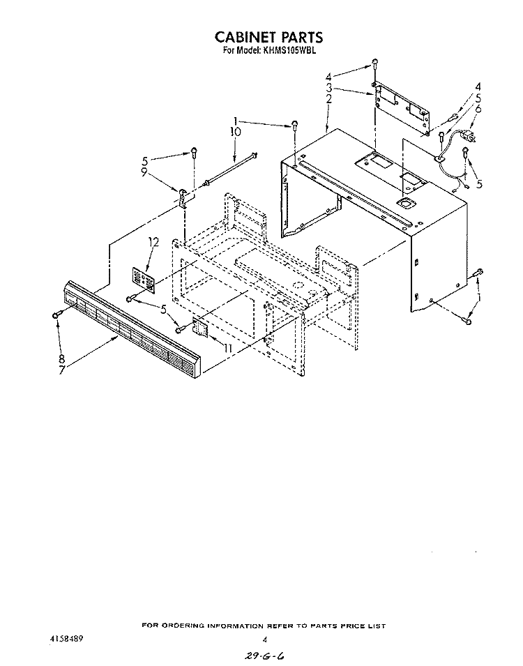 CABINET Diagram and Parts List for KHMS105WBL  KitchenAid Microwave