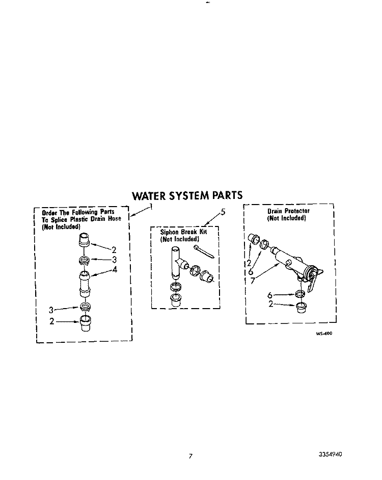 WATER SYSTEM Diagram and Parts List for TAWL400WW1  Estate Washer