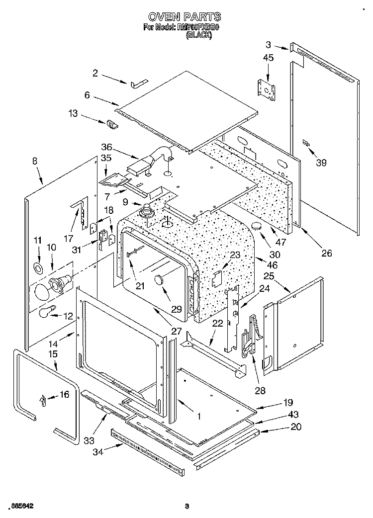 OVEN Diagram and Parts List for RM765PXBB0  Whirlpool Wall Oven