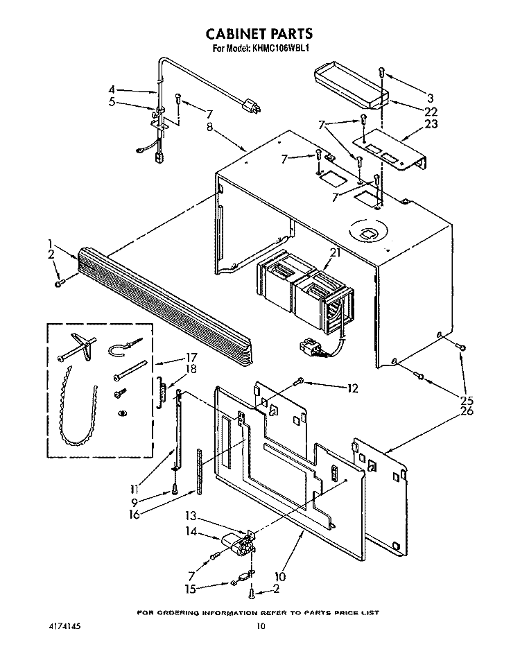 CABINET Diagram and Parts List for KHMC106WAL1  KitchenAid Microwave