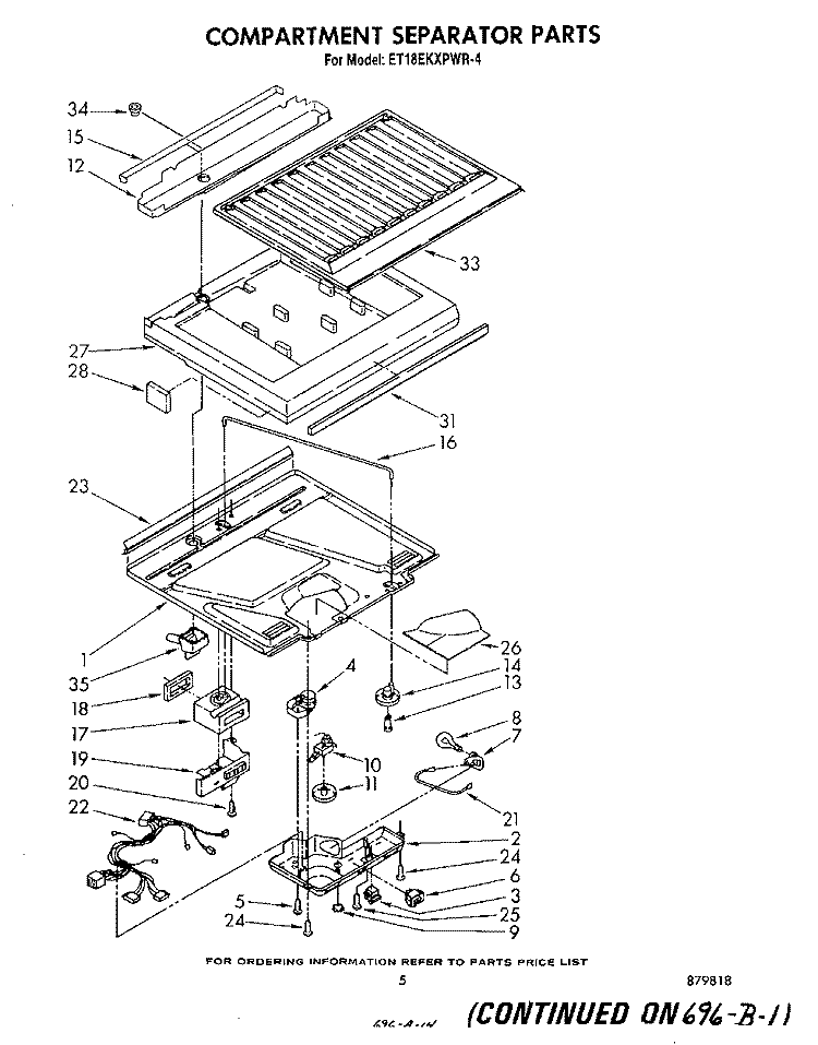 COMPARTMENT SEPARATOR Diagram and Parts List for ET18EKXPWR4  Whirlpool Refrigerator