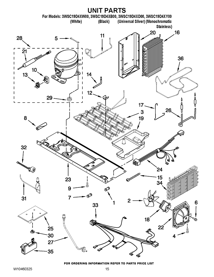 UNIT PARTS Diagram and Parts List for 3WSC19D4XB00  Whirlpool Refrigerator