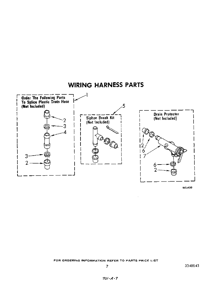 WIRING HARNESS Diagram and Parts List for LA6380XSW0  Whirlpool Washer