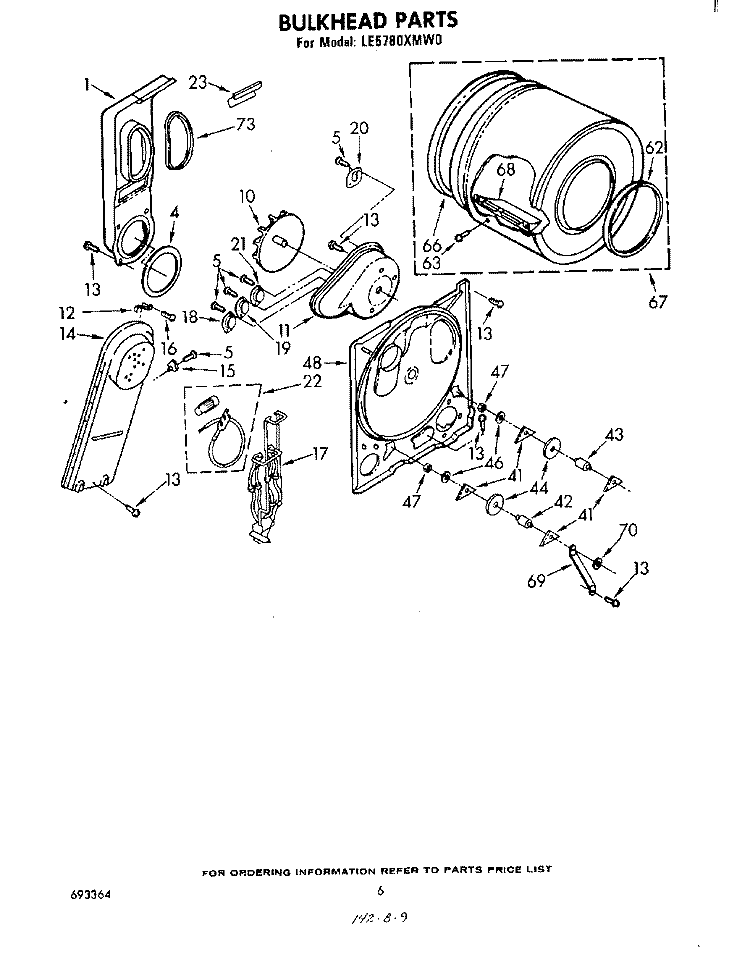 SECTION Diagram and Parts List for LE5780XMW0  Whirlpool Dryer