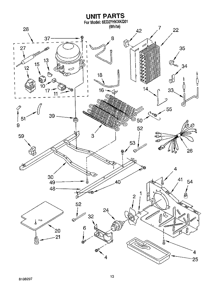 UNIT, OPTIONAL Diagram and Parts List for 6ED2FHKXKQ01  Whirlpool Refrigerator