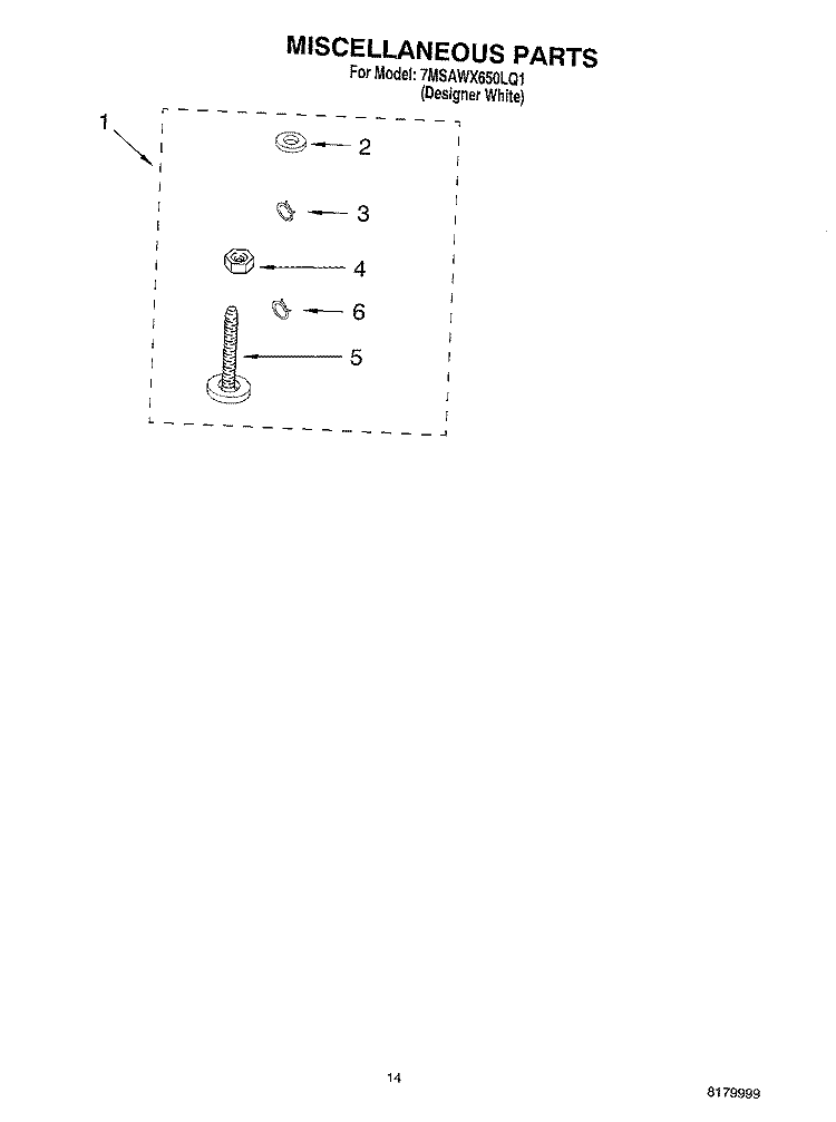 MISCELLANEOUS PARTS - OPTIONAL PARTS (NOT INCLUDED Diagram and Parts List for 7MSAWX650LQ1  Whirlpool Washer