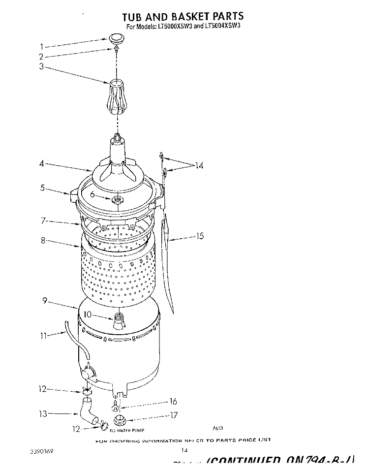 TUB AND BASKET Diagram and Parts List for LT5000XSW3  Whirlpool Washer Dryer Combo