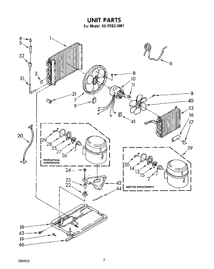 UNIT PARTS Diagram and Parts List for ACP052XM1  Whirlpool Air Conditioner