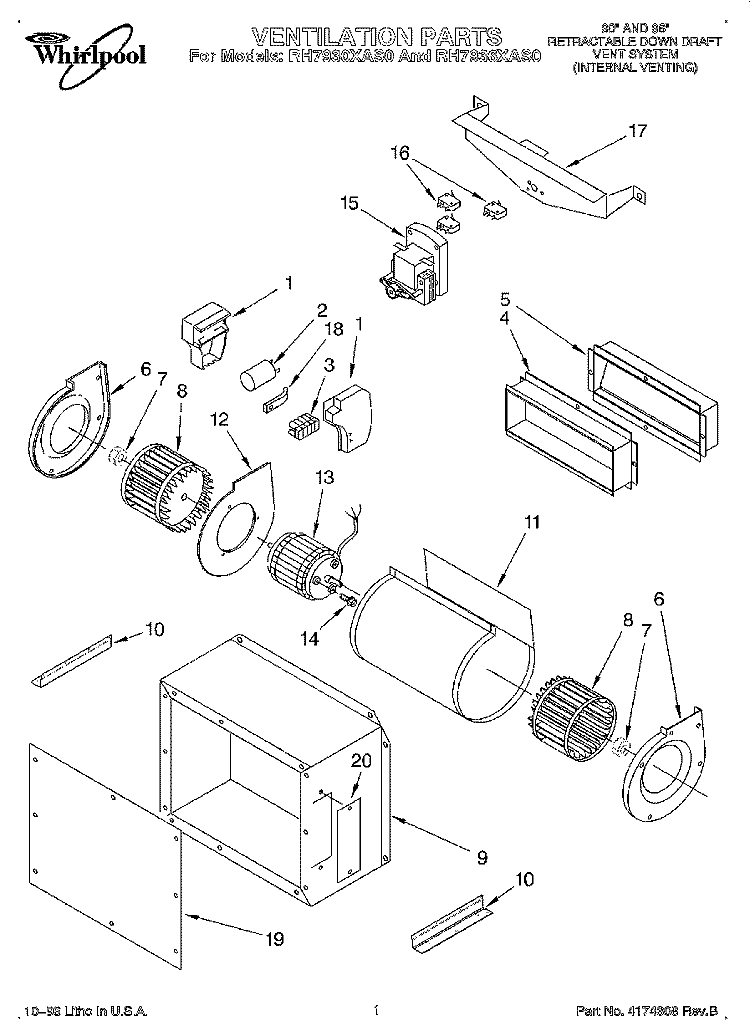 SECTION Diagram and Parts List for RH7930XAS0  Whirlpool Range Hood