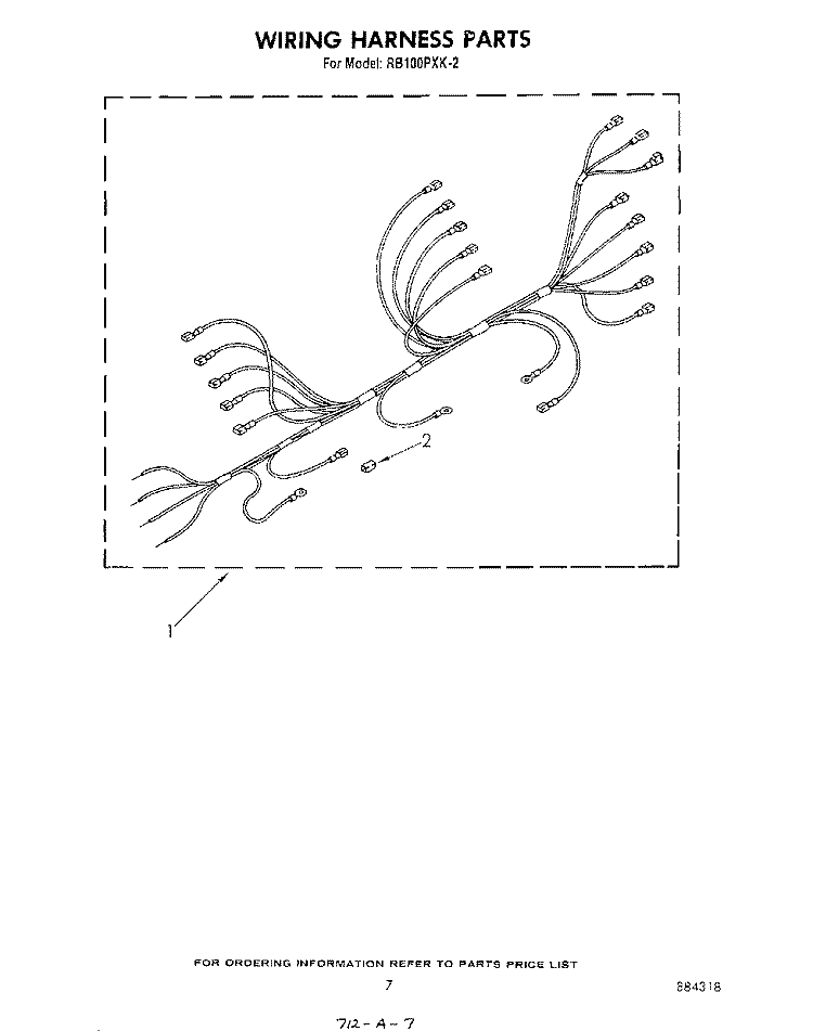 WIRING HARNESS Diagram and Parts List for RB100PXK2  Whirlpool Wall Oven