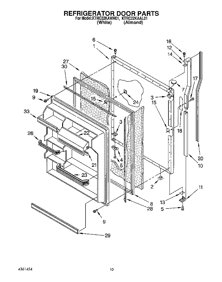 REFRIGERATOR DOOR Diagram and Parts List for KTRC22KAAL01  Whirlpool Refrigerator