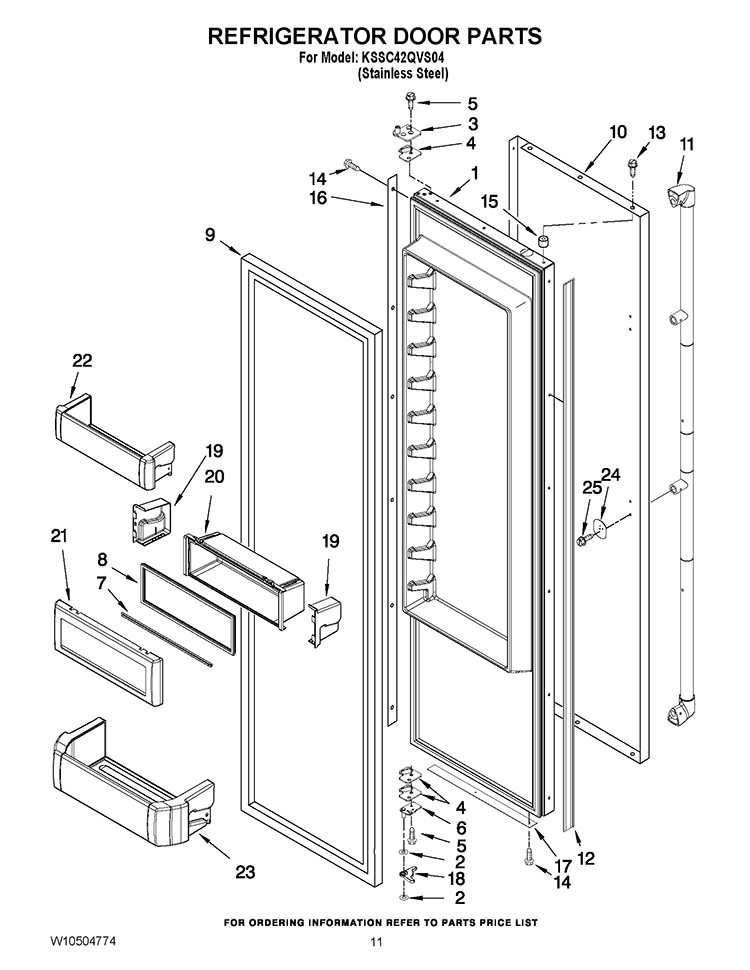 REFRIGERATOR DOOR PARTS Diagram and Parts List for KSSC42QVS04  KitchenAid Refrigerator