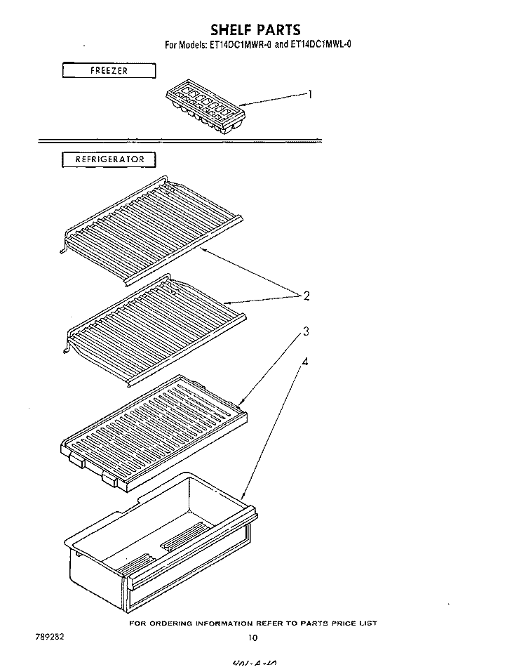 SHELF Diagram and Parts List for ET14DC1MWR0  Whirlpool Refrigerator