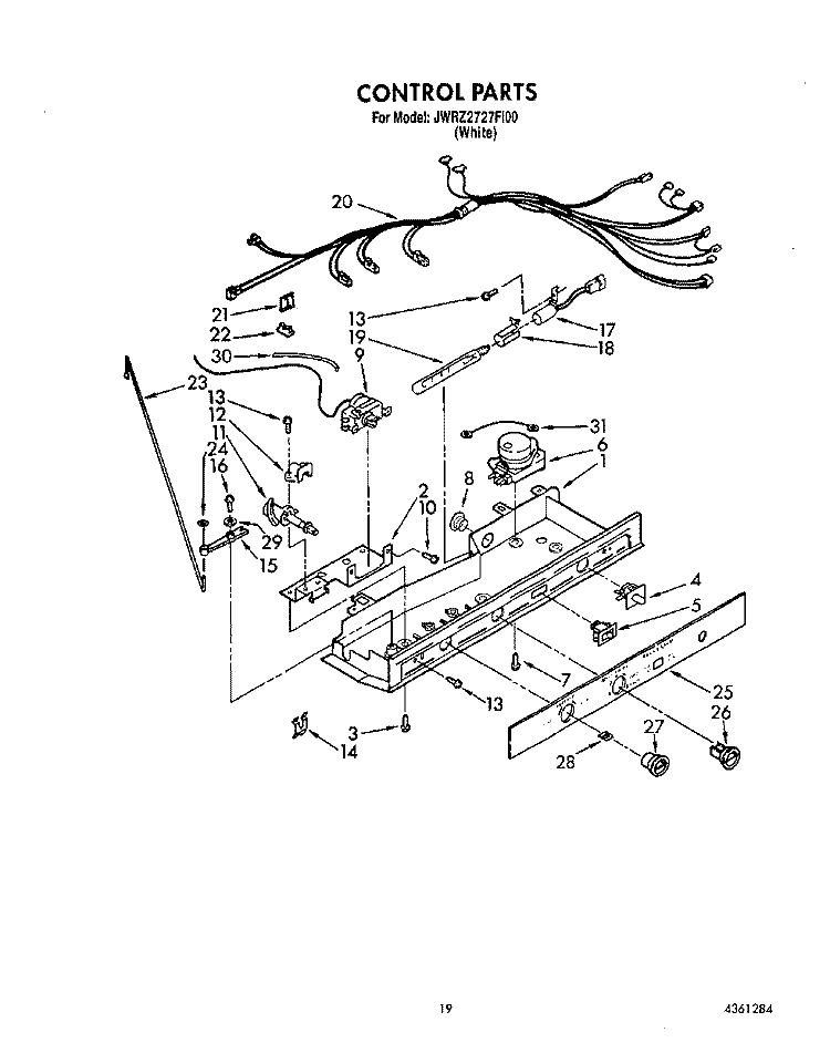 CONTROL Diagram and Parts List for JWRZ2727FI00  Whirlpool Refrigerator