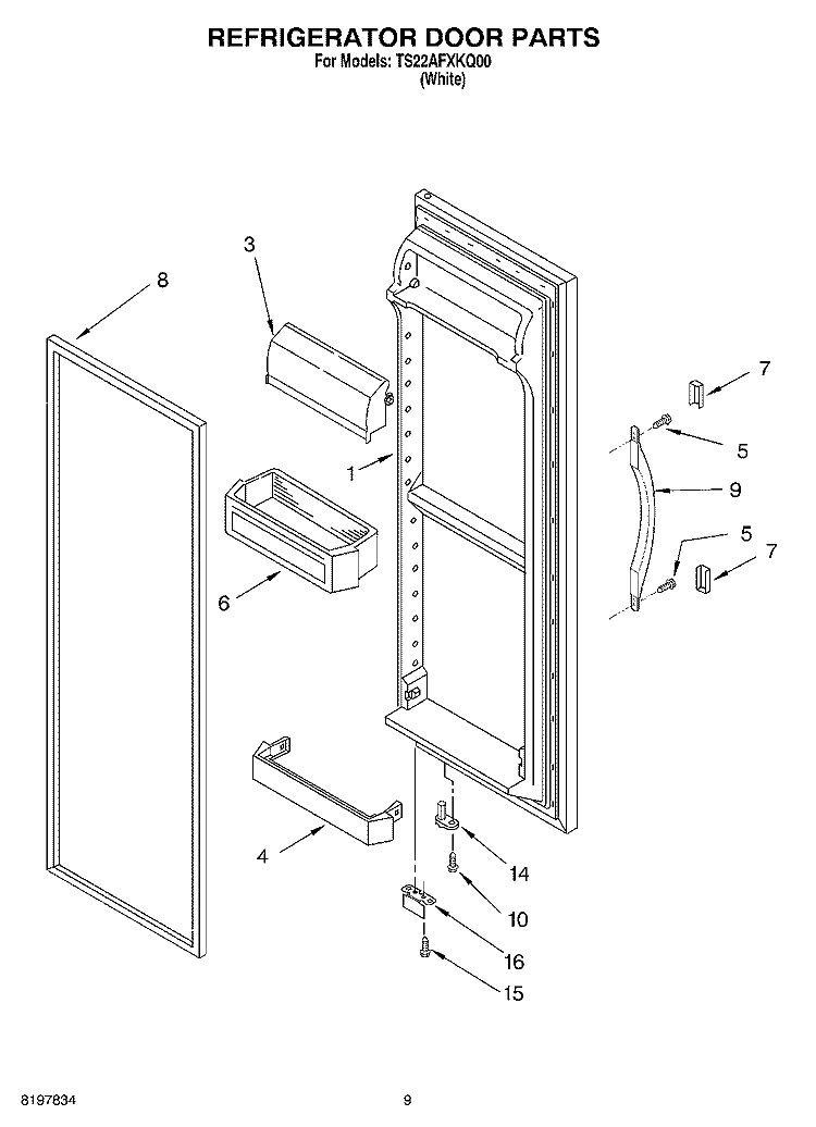 REFRIGERATOR DOOR Diagram and Parts List for TS22AFXKQ00  Estate Refrigerator