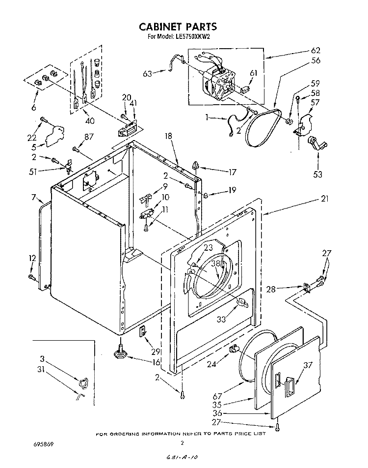 SECTION Diagram and Parts List for LE5750XKW2  Whirlpool Dryer