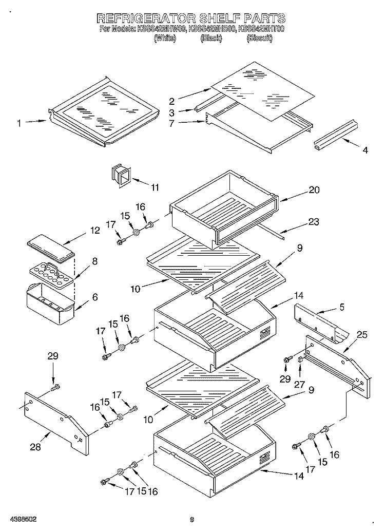 REFRIGERATOR SHELF Diagram and Parts List for KSSS42MHT00  KitchenAid Refrigerator