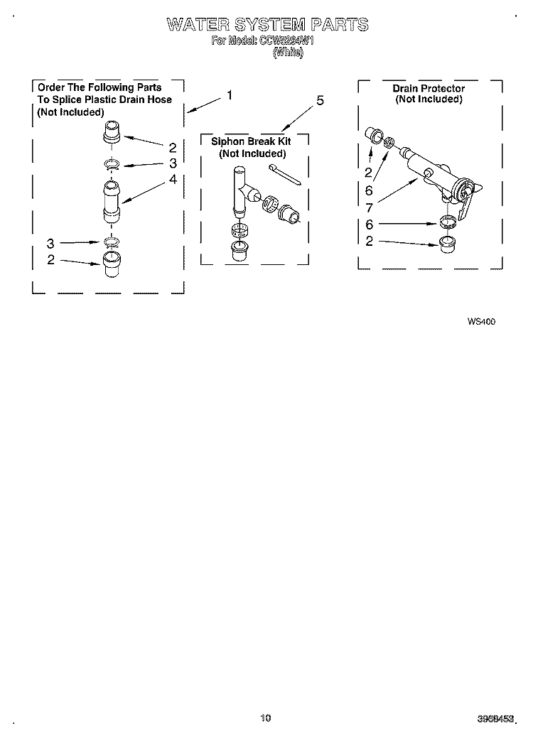 WATER SYSTEM Diagram and Parts List for CCW5294W1  Whirlpool Washer