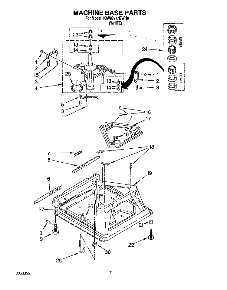 MACHINE BASE Diagram and Parts List for KAWE977BWH0  KitchenAid Washer