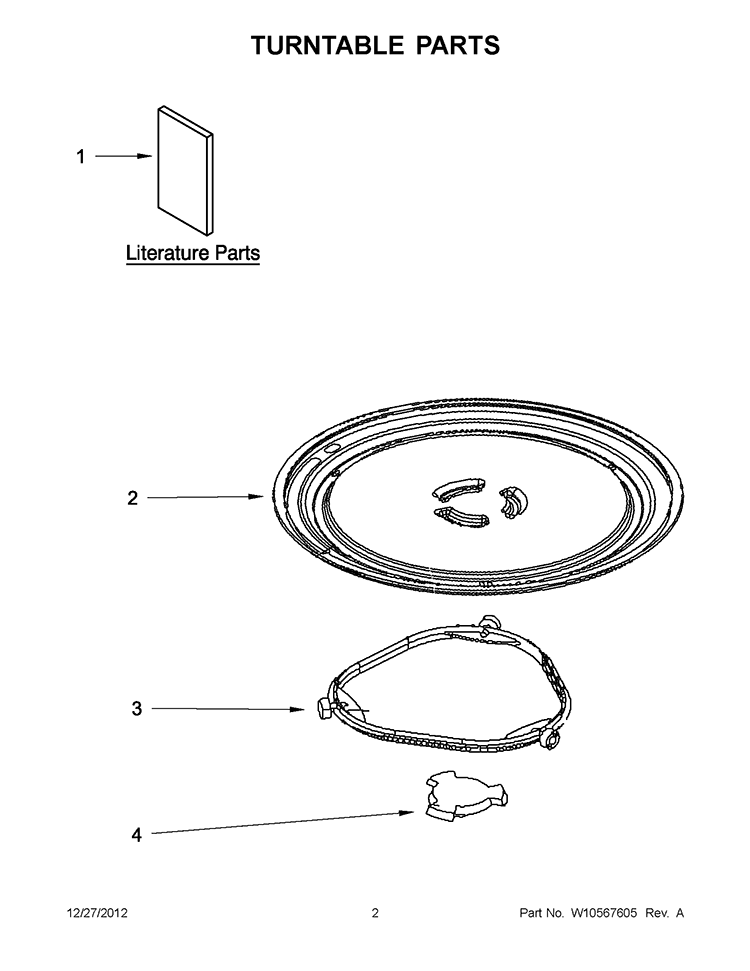 TURNTABLE PARTS Diagram and Parts List for KCMS1655BBL0  KitchenAid Microwave
