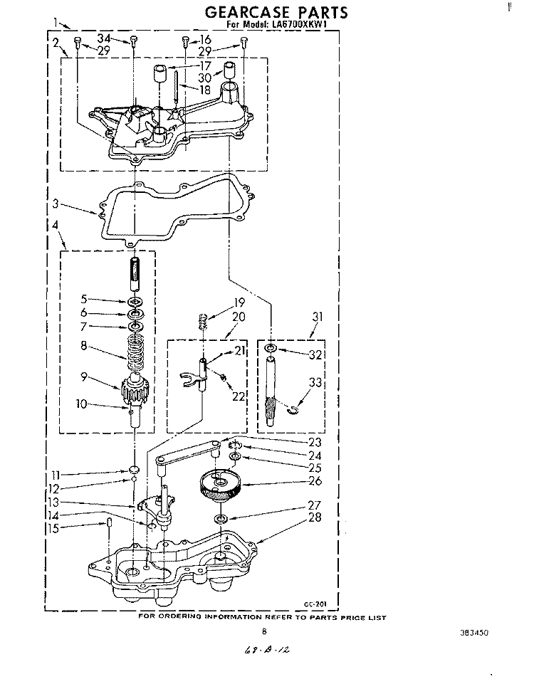 GEAR CASE Diagram and Parts List for LA6700XKW1  Whirlpool Washer