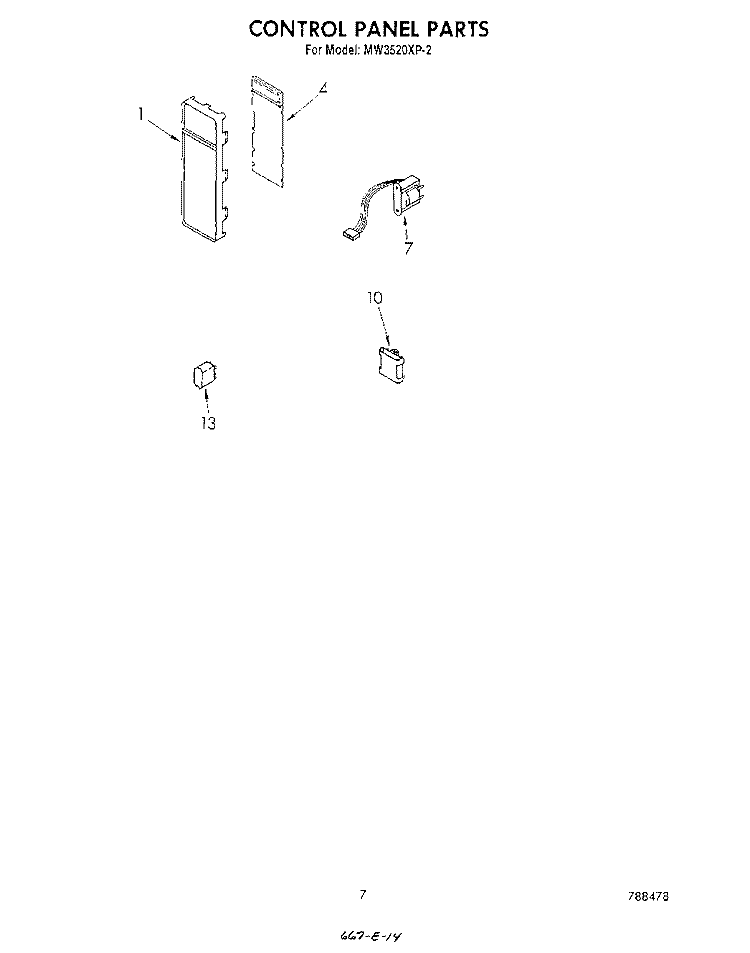 CONTROL PANEL, LITERATURE AND OPTIONAL Diagram and Parts List for MW3520XP2  Whirlpool Microwave