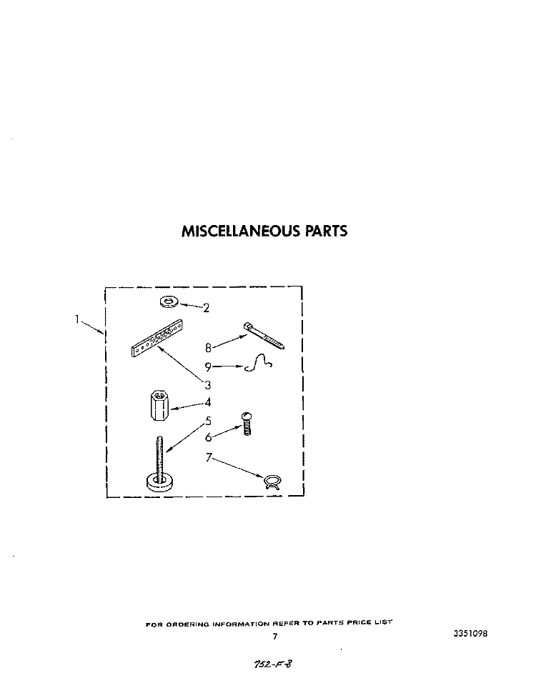 MISCELLANEOUS Diagram and Parts List for LA5360XTG0  Whirlpool Washer