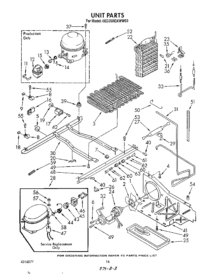 UNIT Diagram and Parts List for 6ED25RQXWW00  Whirlpool Refrigerator