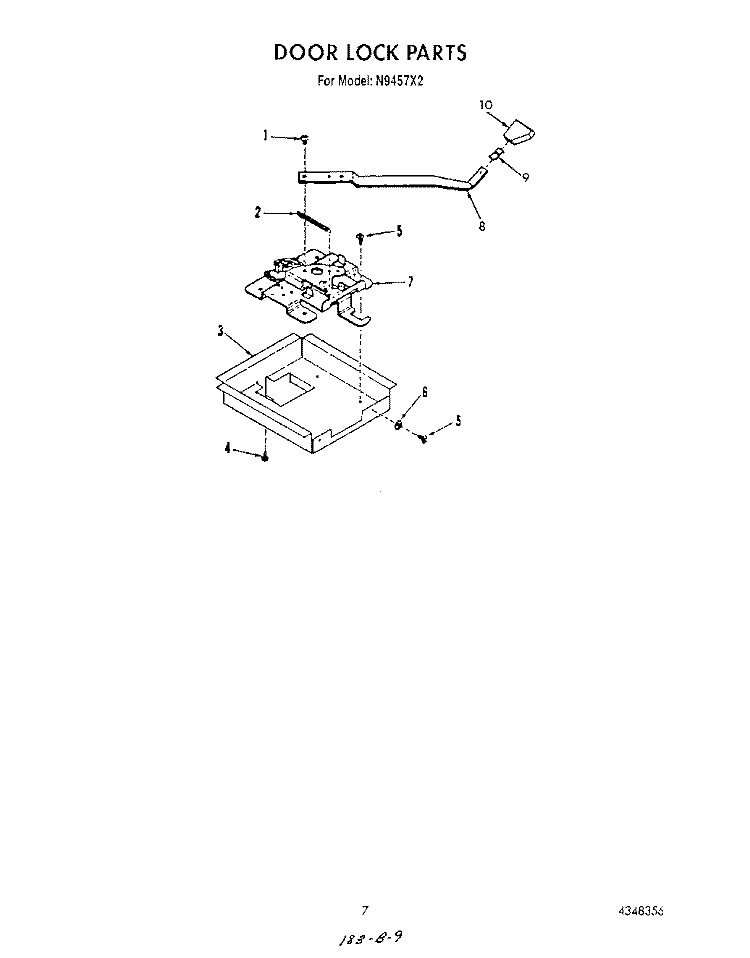 DOOR LOCK Diagram and Parts List for N9457X2  Roper Range