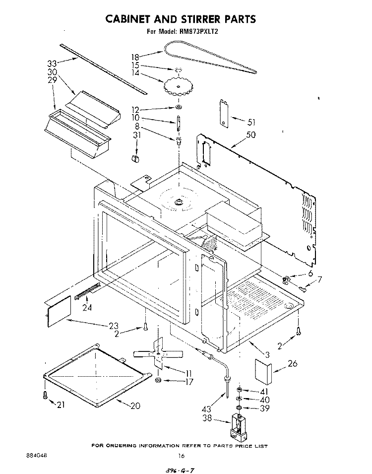 CABINET AND STIRRER Diagram and Parts List for RM973PXLT2  Whirlpool Microwave Oven Combo