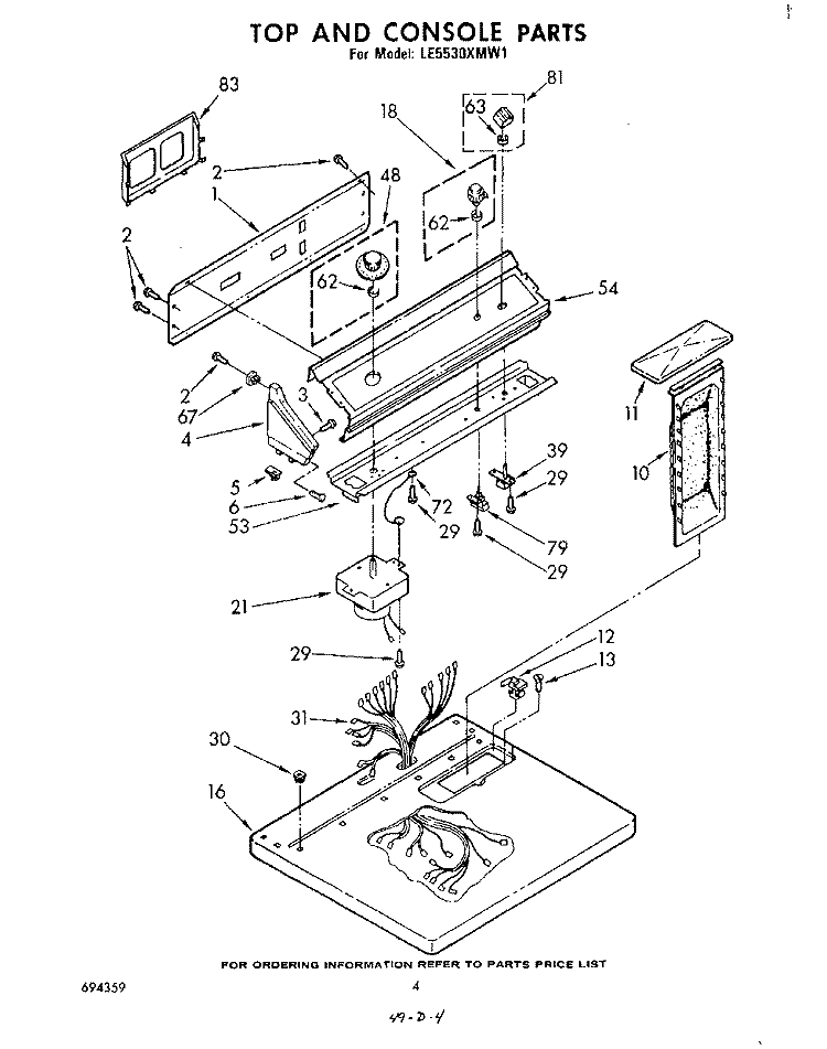 SECTION Diagram and Parts List for LE5530XMW1  Whirlpool Dryer