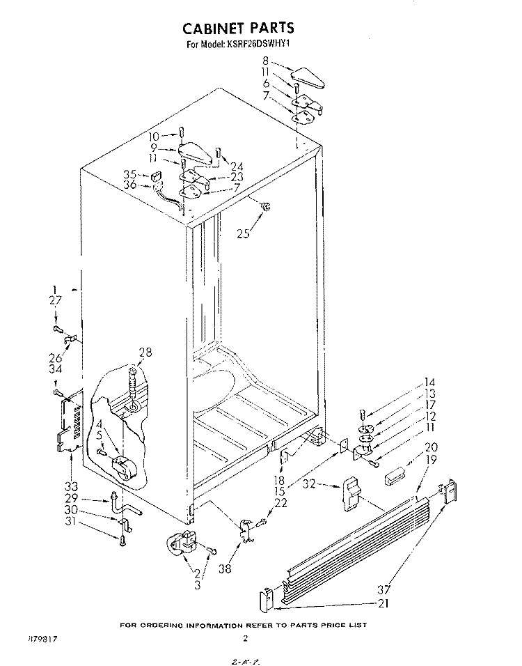CABINET Diagram and Parts List for KSRF26DSWHY1  KitchenAid Refrigerator