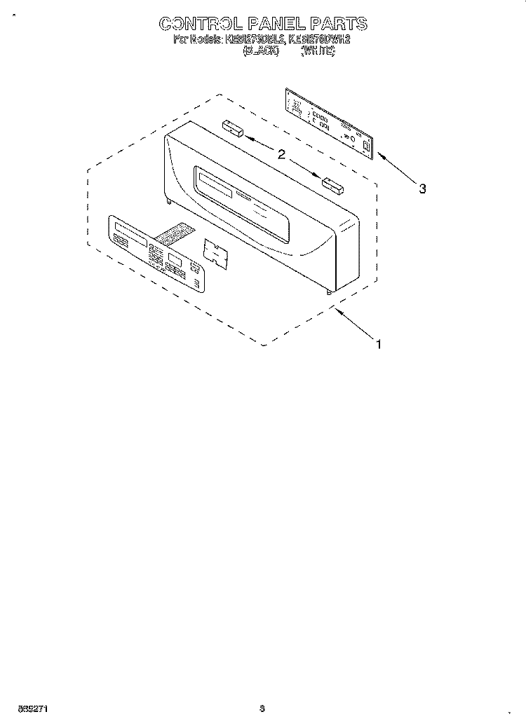 CONTROL PANEL, LITERATURE Diagram and Parts List for KEBI276DBL2  KitchenAid Wall Oven